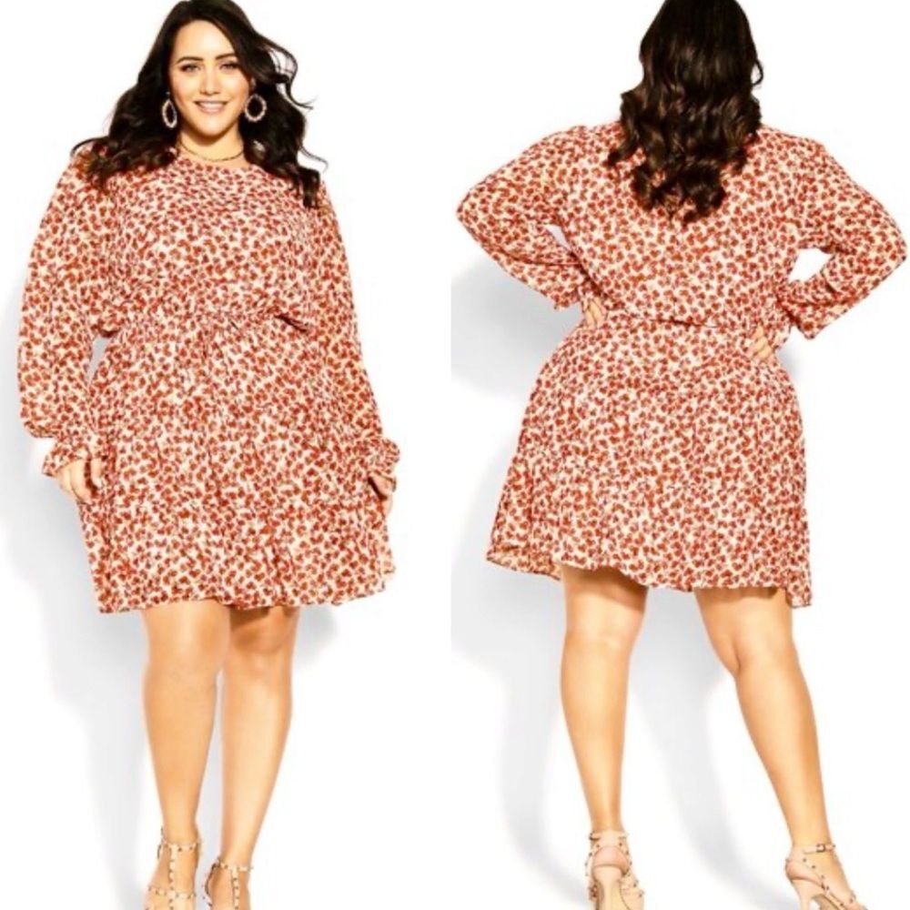 Floral Print Red Dress